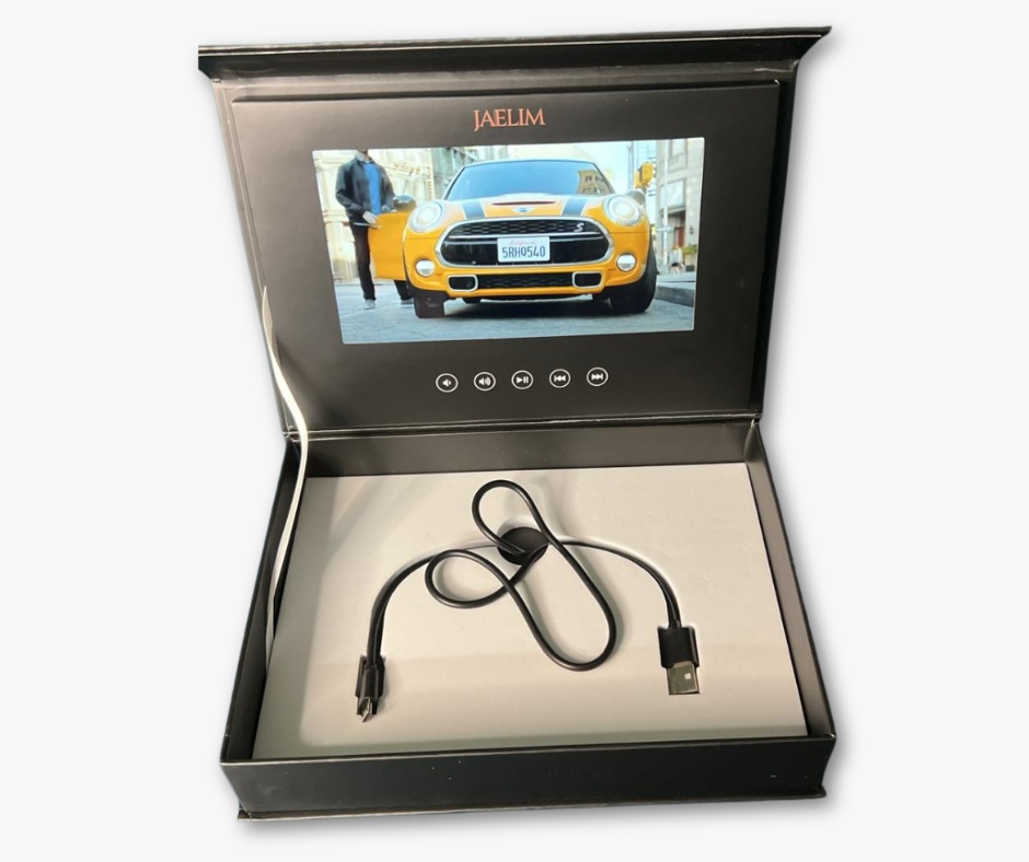 Video in a box unboxing with video of car and cable inside